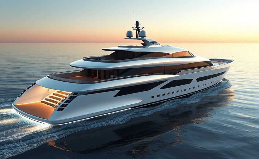 3D rendering of custom superyacht design concept
